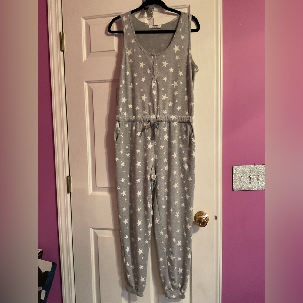 Gray Star Print Jumpsuit
